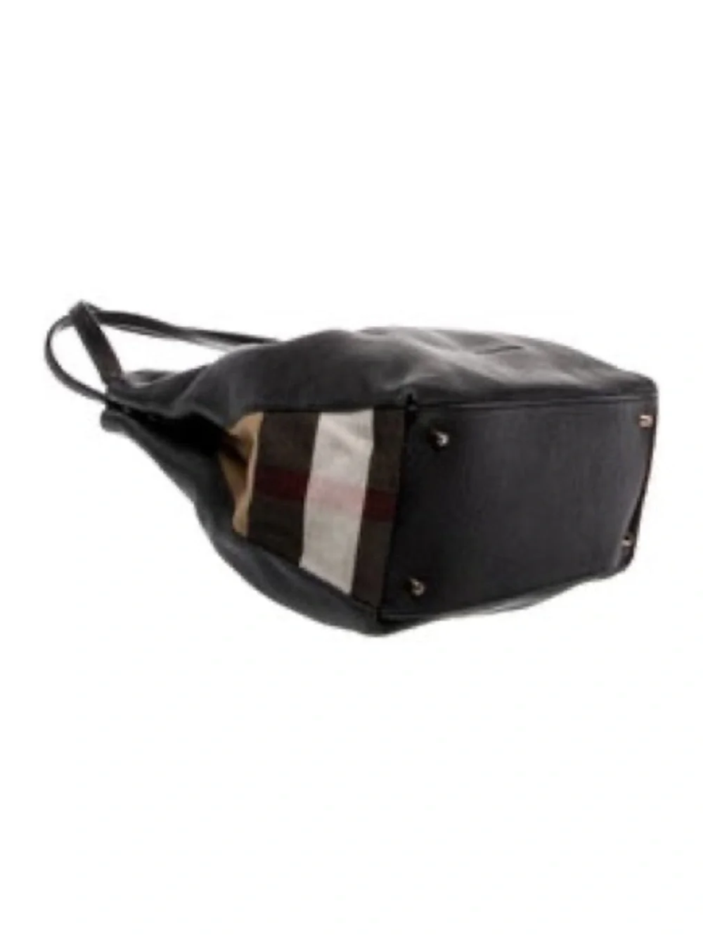 Burberry House Check Black Leather Large Shoulder Tote + Dust Bag
